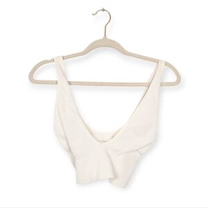 Free People Intimately White Ribbed Bralette Size M/L